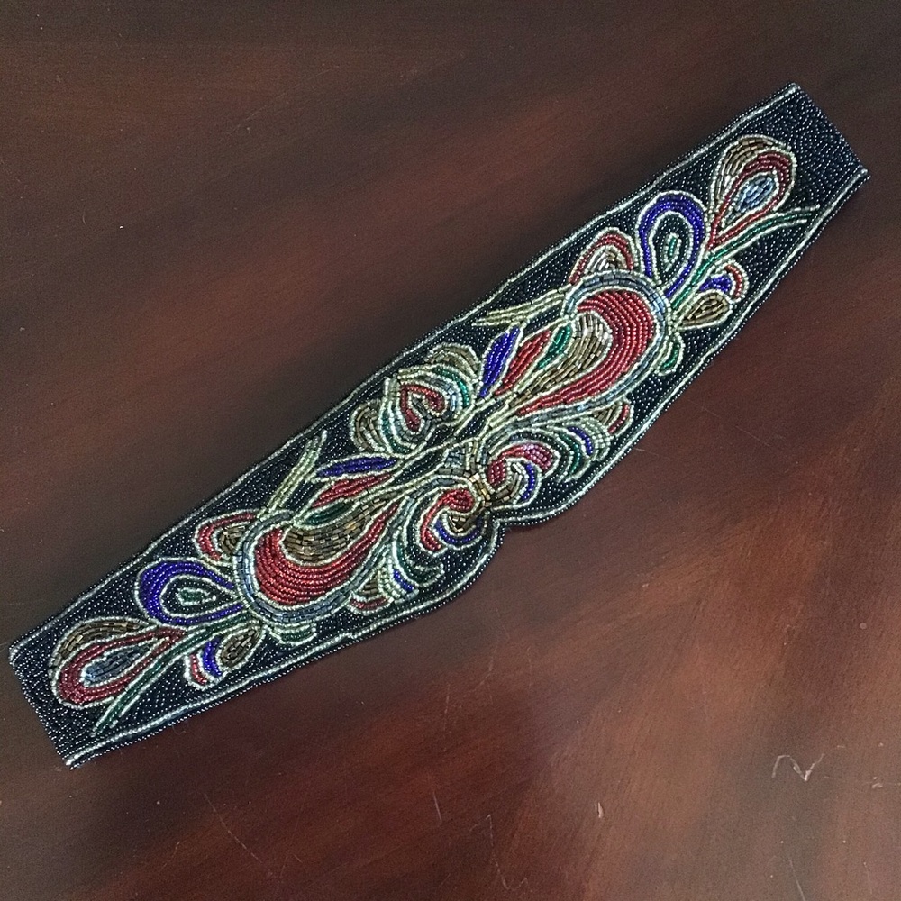 FINAL SALE Vintage Nordstrom Handmade Beaded Waist Belt (M)